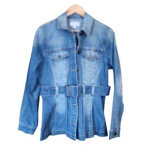 Sofia Jeans By Sofia Vergara Womens Belted Flounce Denim Jacket S